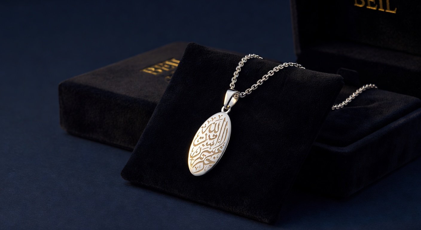 Arabic calligraphy sterling silver pendant personalised jewellery UAE