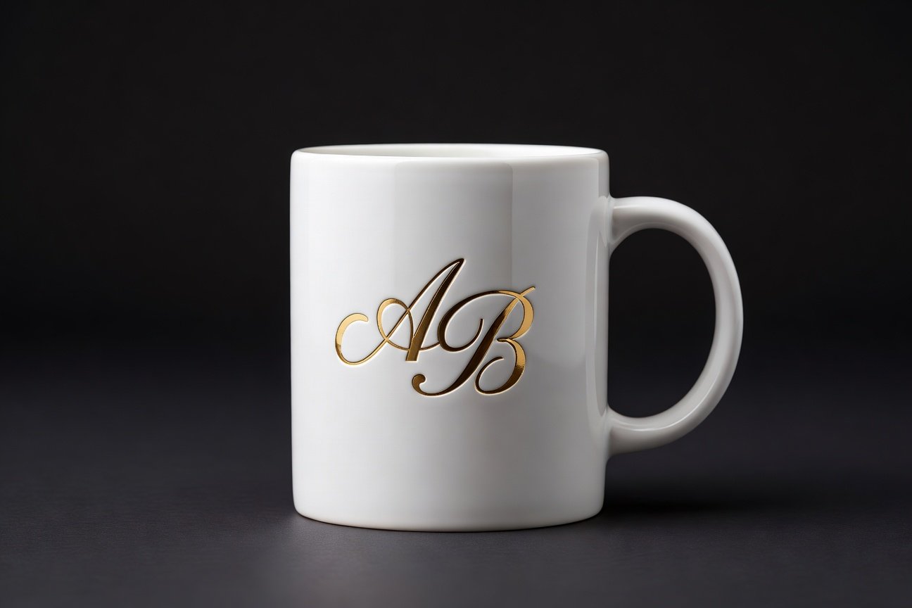 Monogram ceramic mug with gold initials personalised gift UAE